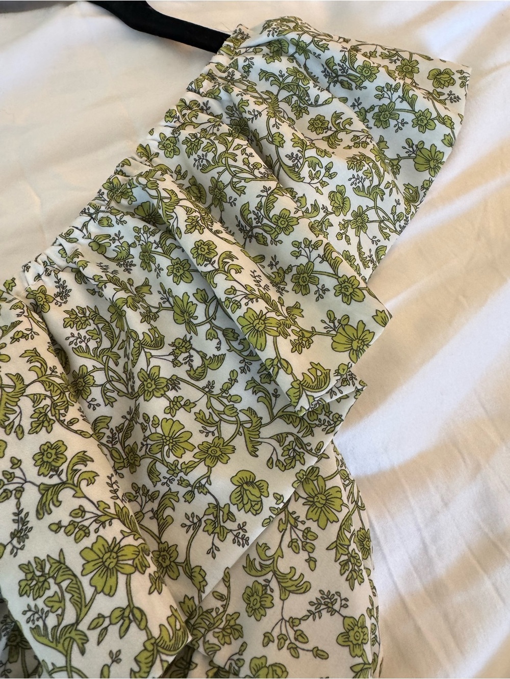 Olive Green Floral Ruffle Mini Dress with Front Tie - Picture 14 of 14